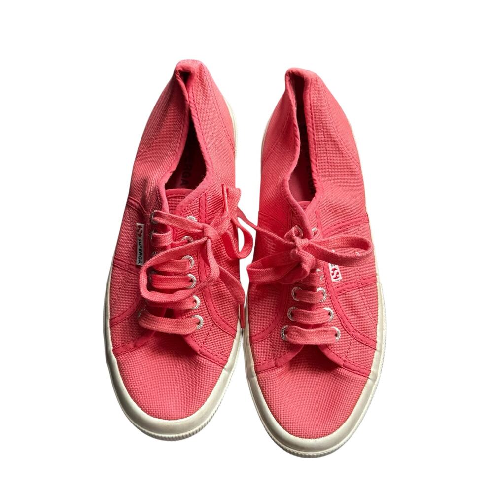 Superga Anthropologie Canvas Sneaker Lace Up Shoes Light Pink Red Women's 9.5 - Picture 7 of 10